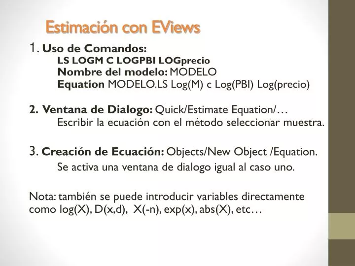 estimaci n con eviews