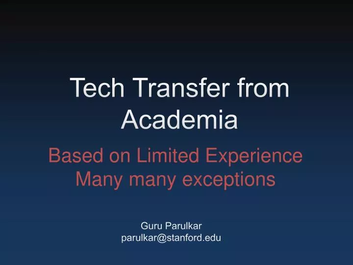tech transfer from academia