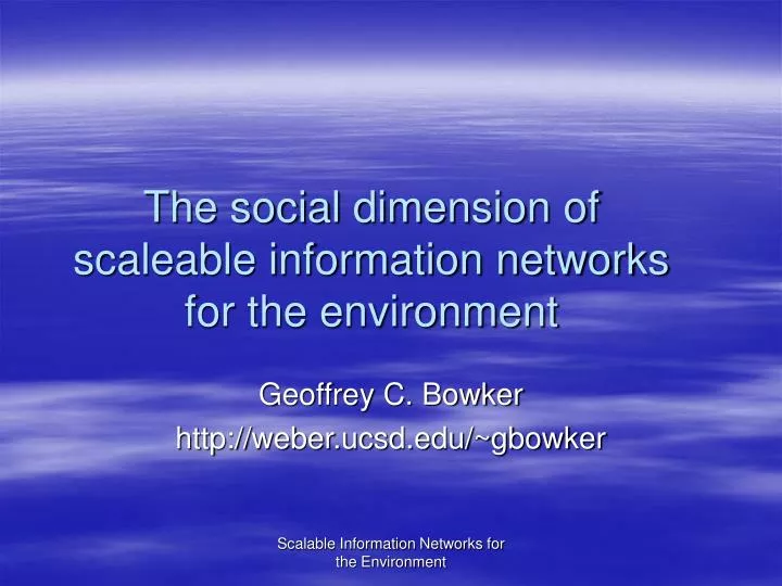 the social dimension of scaleable information networks for the environment