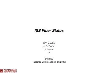 ISS Fiber Status