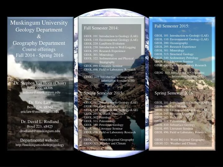 muskingum university geology department geography department course offerings fall 2014 spring 2016