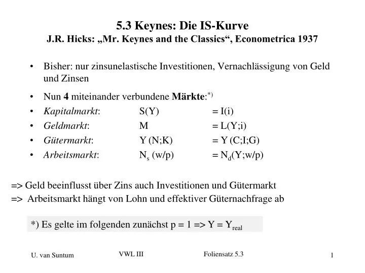 5 3 keynes die is kurve j r hicks mr keynes and the classics econometrica 1937