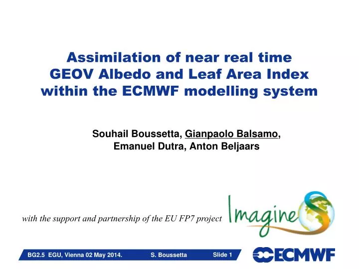 assimilation of near real time geov albedo and leaf area index within the ecmwf modelling system