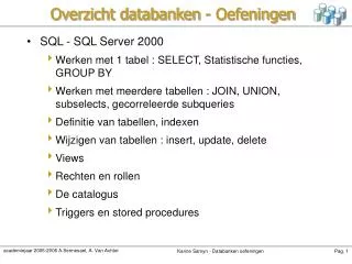 overzicht databanken oefeningen
