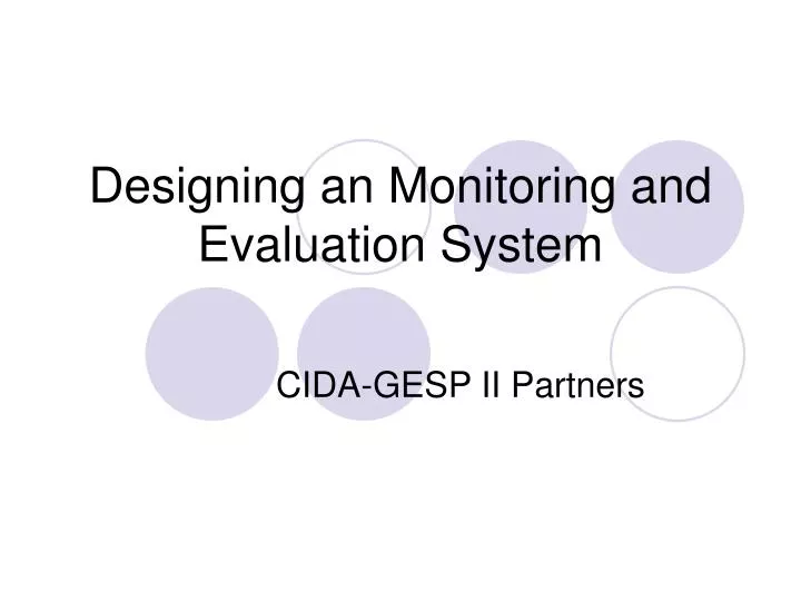 designing an monitoring and evaluation system