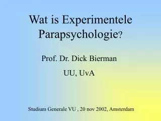 wat is experimentele parapsychologie