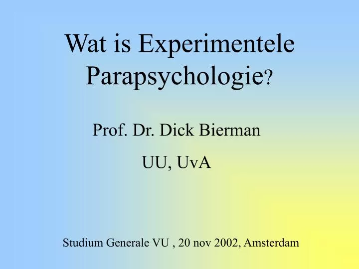 wat is experimentele parapsychologie