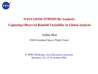 NASA GEOS-3/TRMM Re-Analysis: