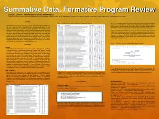 Summative Data, Formative Program Review