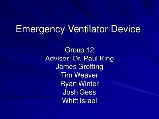 Emergency Ventilator Device