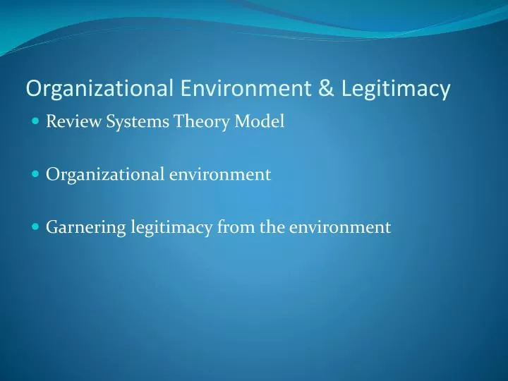 organizational environment legitimacy