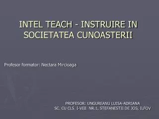 intel teach instruire in societatea cunoasterii