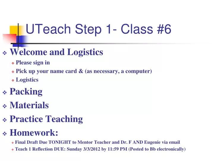 uteach step 1 class 6