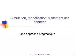 simulation mod lisation traitement des donn es