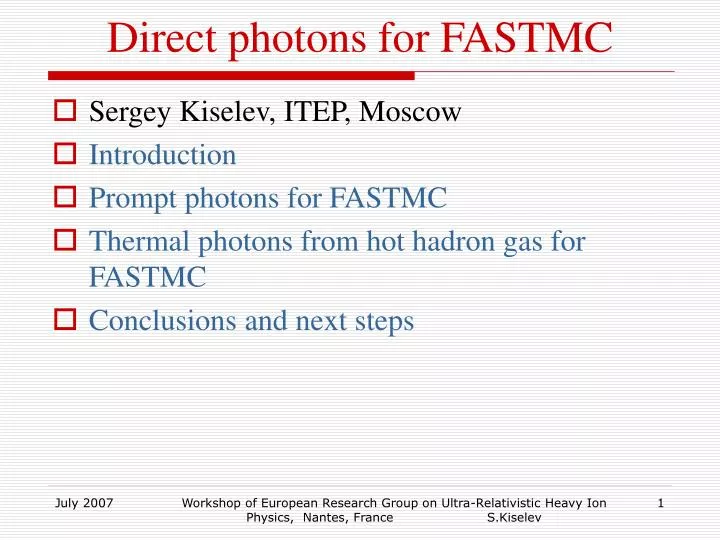 direct photons for fastmc
