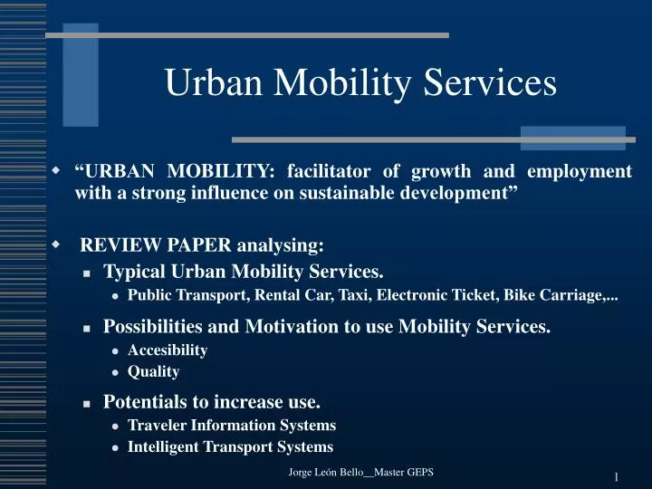 urban mobility services