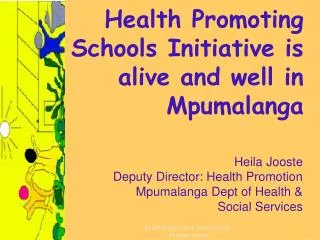 Health Promoting Schools Initiative is alive and well in Mpumalanga