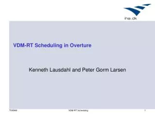 VDM-RT Scheduling in Overture