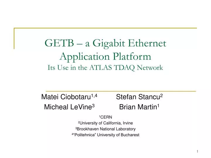 getb a gigabit ethernet application platform its use in the atlas tdaq network