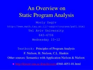 An Overview on Static Program Analysis