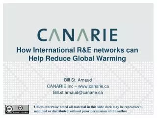 How International R&amp;E networks can Help Reduce Global Warming