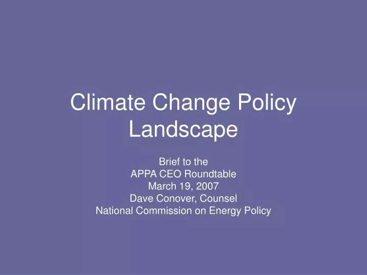 climate change policy landscape