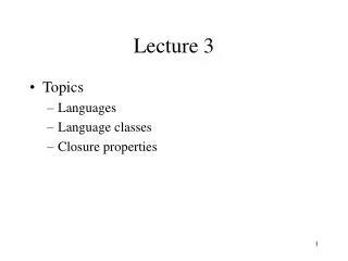 Lecture 3