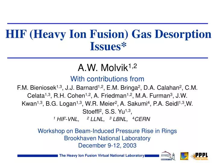 hif heavy ion fusion gas desorption issues