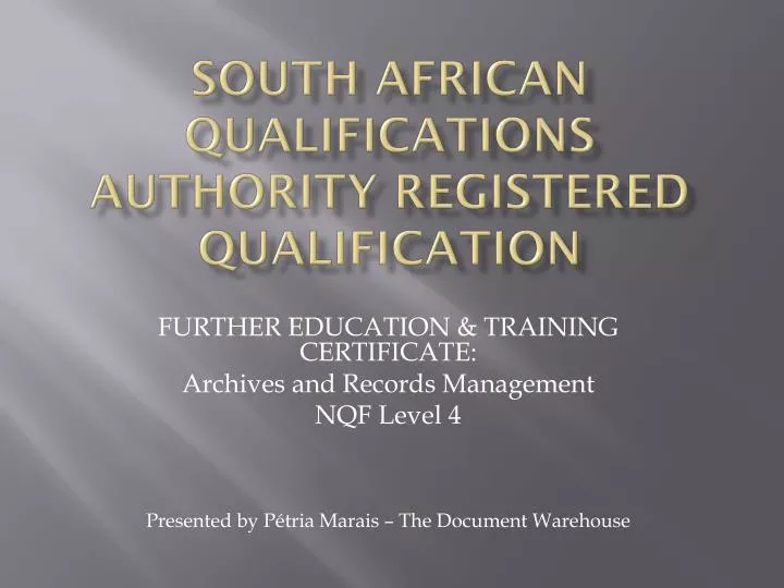 south african qualifications authority registered qualification