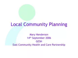 Local Community Planning