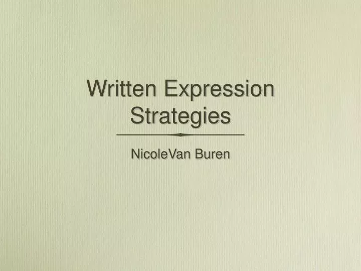 written expression strategies