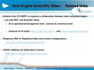 Grid Engine Scientific Sites : Related links