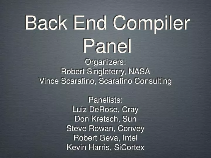 back end compiler panel