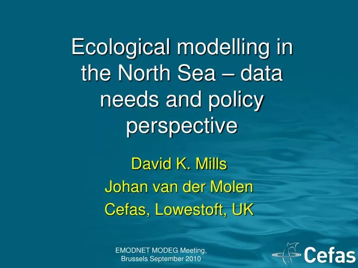 ecological modelling in the north sea data needs and policy perspective