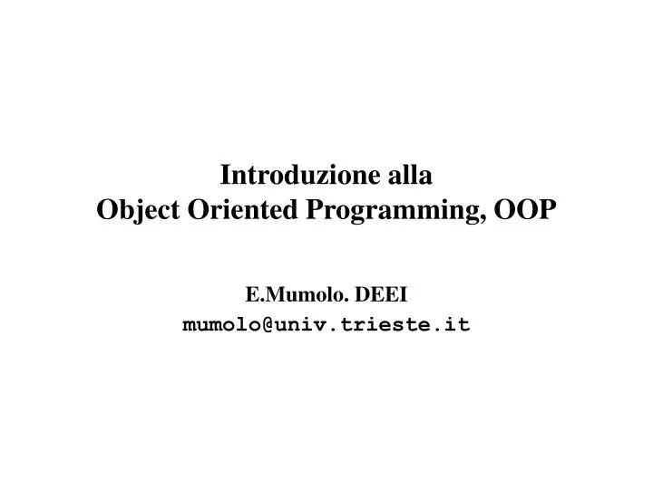introduzione alla object oriented programming oop