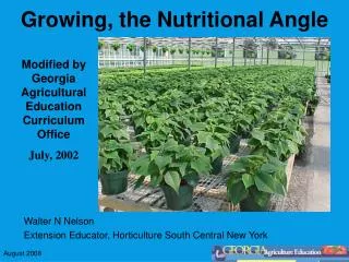 Growing, the Nutritional Angle