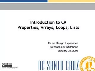 Introduction to C# Properties, Arrays, Loops, Lists