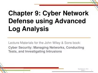 Chapter 9: Cyber Network Defense using Advanced Log Analysis