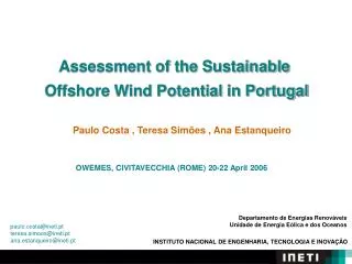 Assessment of the Sustainable Offshore Wind Potential in Portugal
