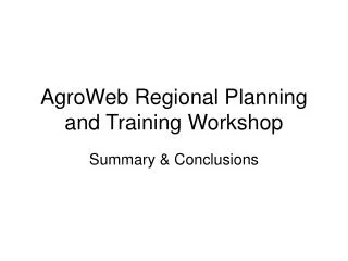 AgroWeb Regional Planning and Training Workshop