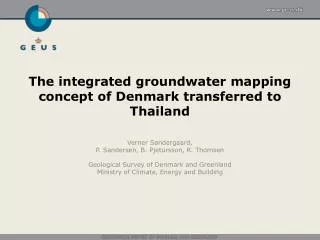 The integrated groundwater mapping concept of Denmark transferred to Thailand