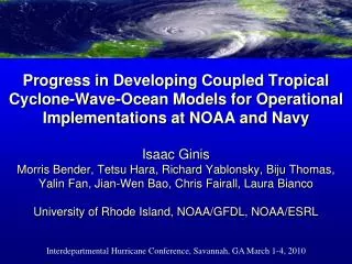 Interdepartmental Hurricane Conference, Savannah, GA March 1-4, 2010