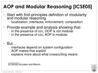 AOP and Modular Reasoning [ICSE05]