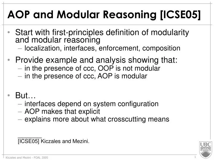 aop and modular reasoning icse05