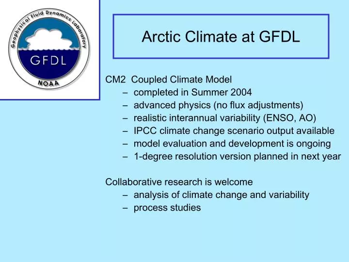 arctic climate at gfdl