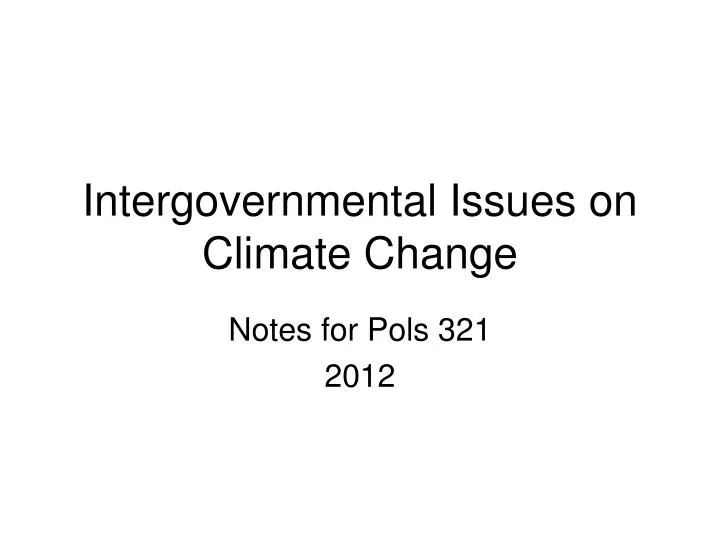 intergovernmental issues on climate change