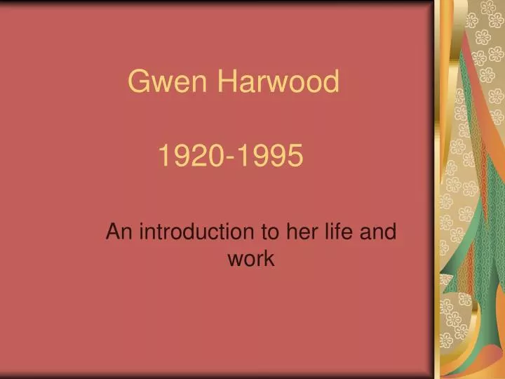 gwen harwood 1920 1995