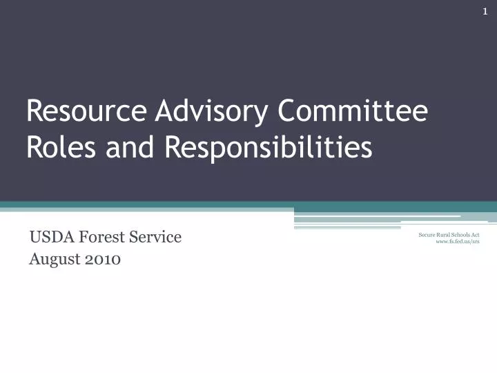 resource advisory committee roles and responsibilities