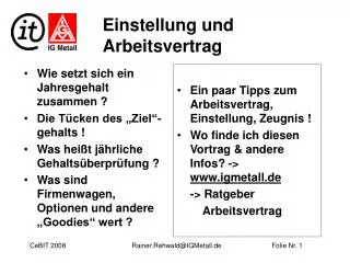 einstellung und arbeitsvertrag