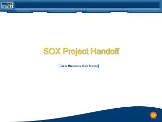 SOX Project Handoff